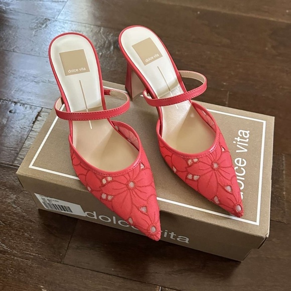 DOLCE VITA- Nalini Floral heels. 7.5, women’s. Coral, gorgeous! Brand new - Picture 11 of 14